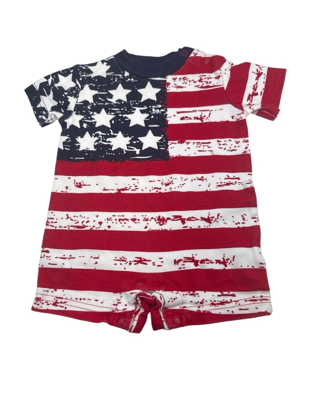 Miniwear Baby Boy Patriotic American Flag Stars & Stripes Romper Size 3-6 Months